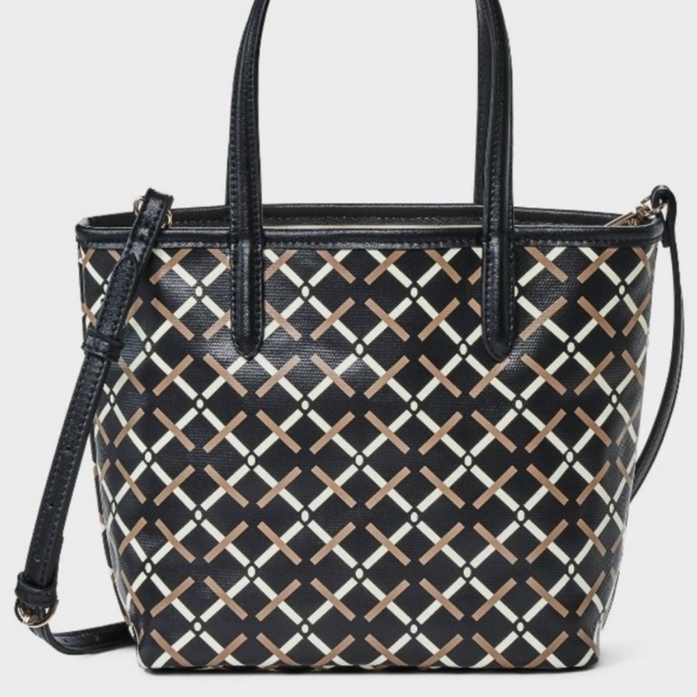 A NEW DAY NWT Mini Coated canvas
Tote Crossbody Bag Geometric Pattern -black - Picture 5 of 8